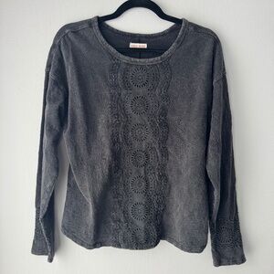 Grey Knox Rose Long Sleeve Top size S